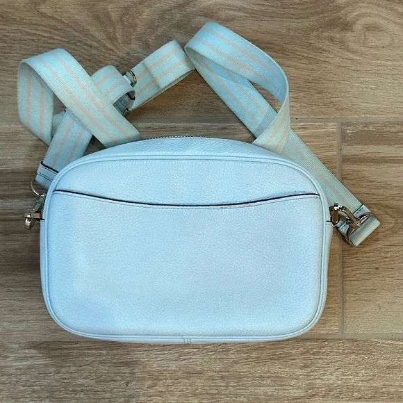 Kate Spade Pebbled Leather Small Flap Camera Bag/ Crossbody Baby Blue - Picture 3 of 5